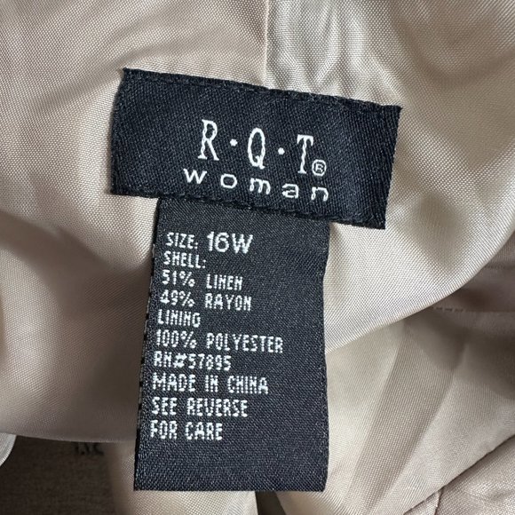 R.Q.T. Blazer Jacket Floral  Linen Rayon Blend 16W Long Sleeve Button Up - Picture 8 of 8